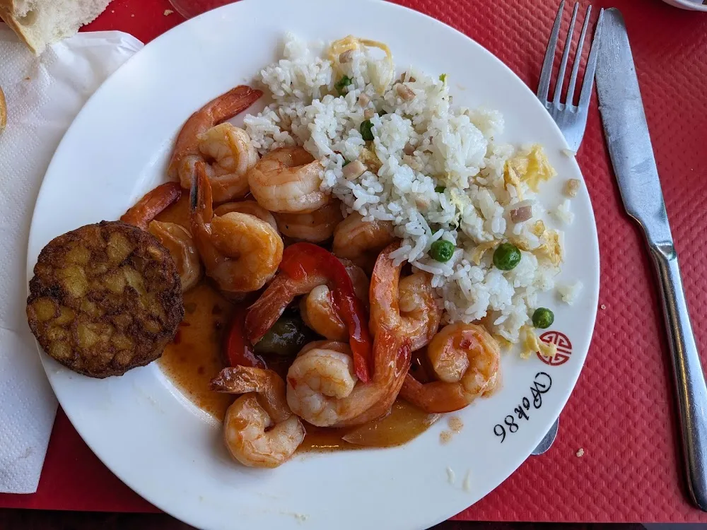 Riz Cantonais Et Crevettes Sauce Piquante